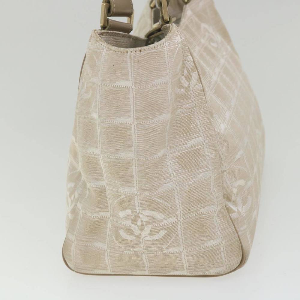 CHANEL New Travel Line Hand Bag Nylon Beige CC Auth ki3740 - Picture 3 of 16